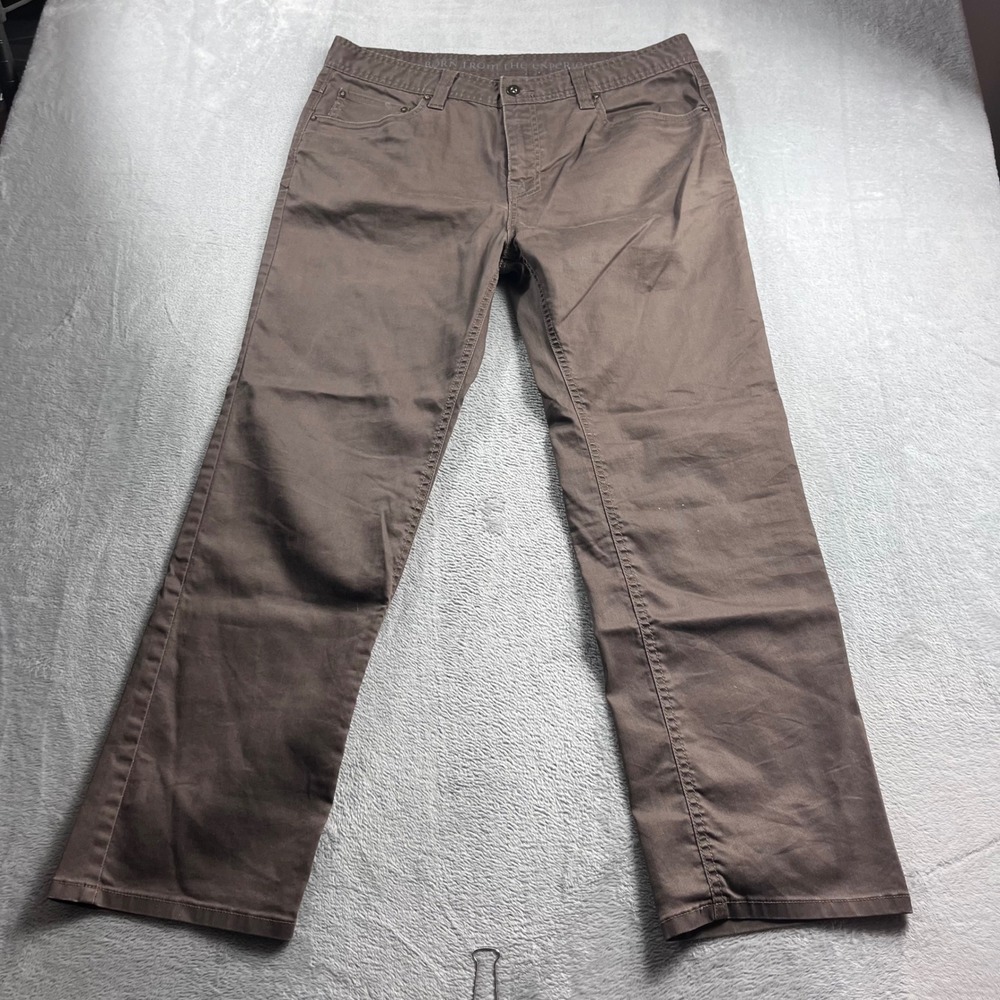 prAna Mens Brion Pant Slim Fit Brown 5-Pocket Outdoor Hiking Trousers 36x30